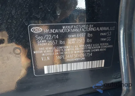 2015 Hyundai Sonata Sport from USA, damaged, VIN 5NPE34AF5FH091754
